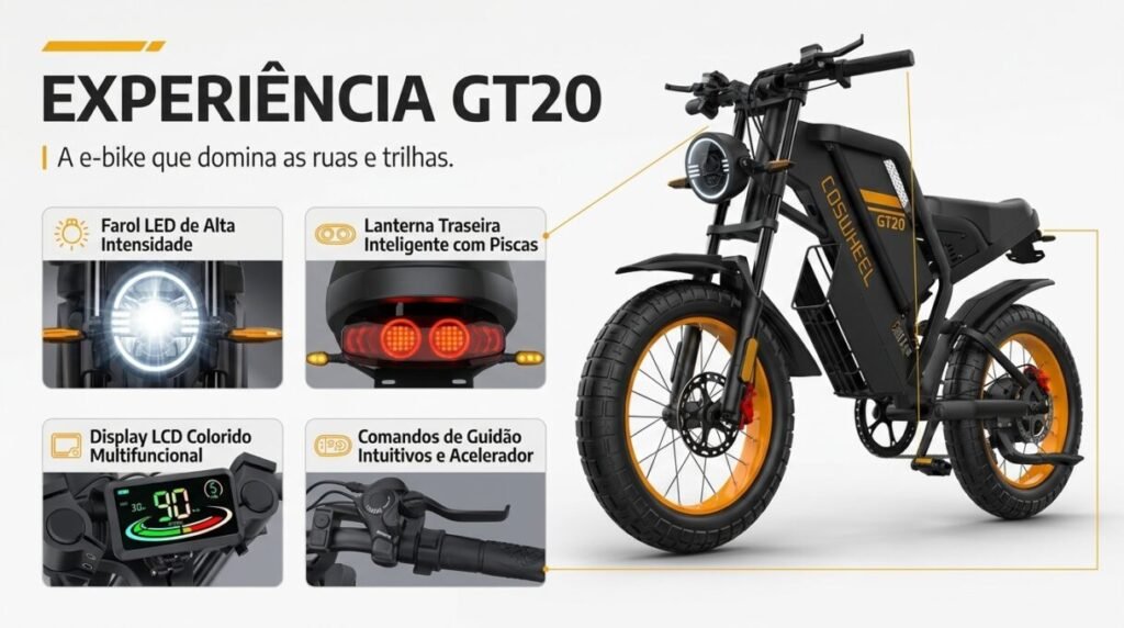 Bicicleta Elétrica Coswheel Gt20 1000w Fat Tire 20
